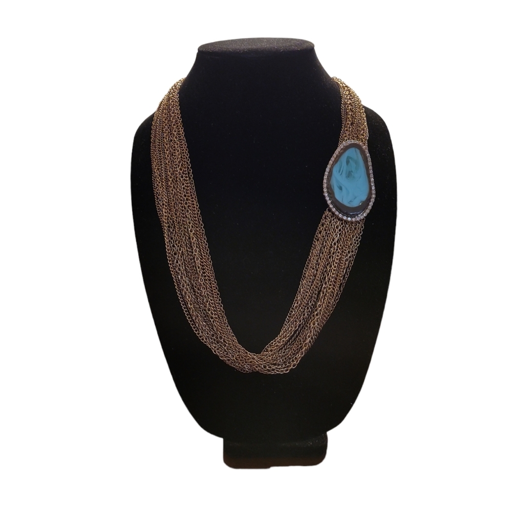 Source Unknown Gold and Blue Necklace